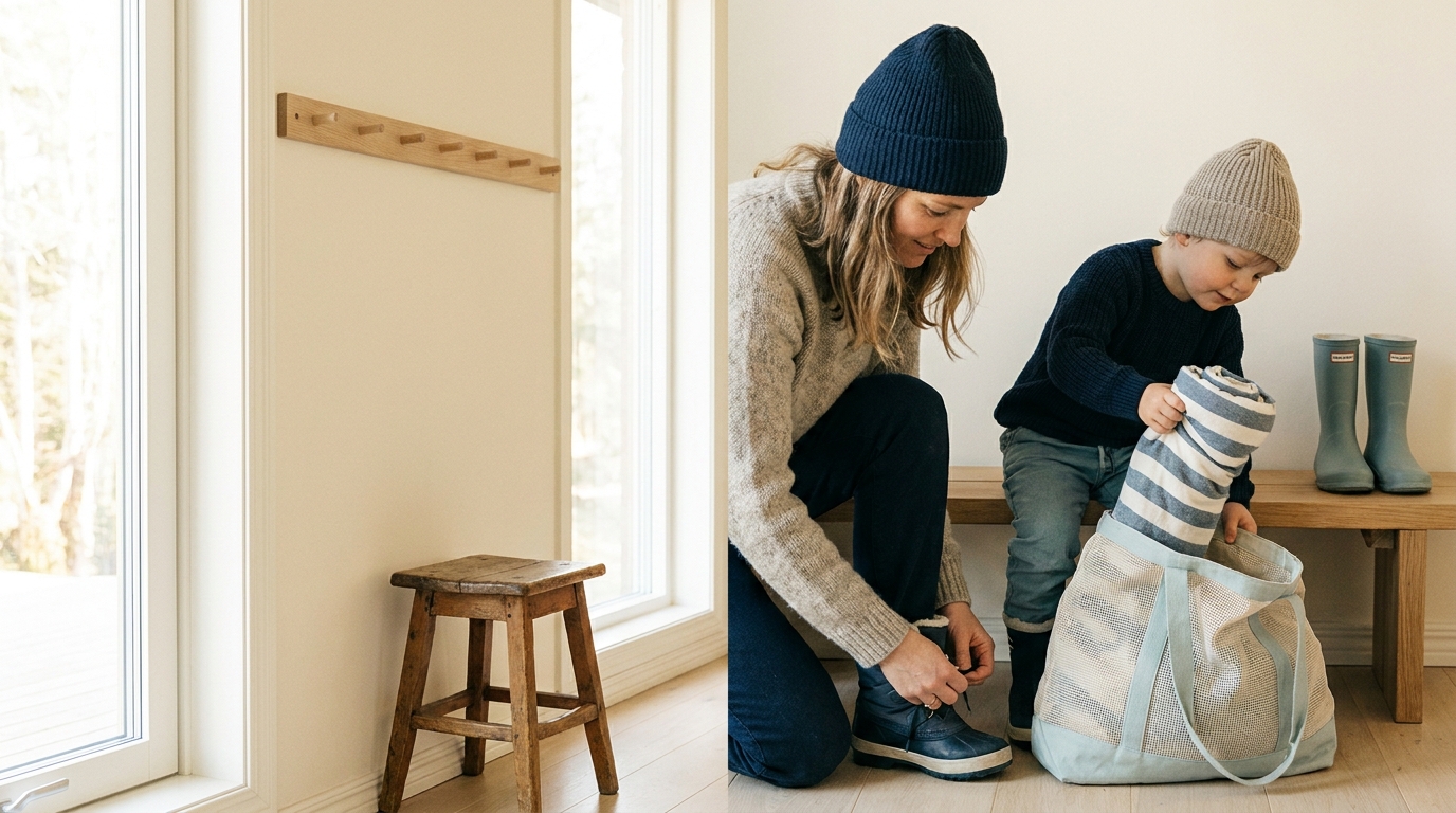 Family getting ready for a day outdoors