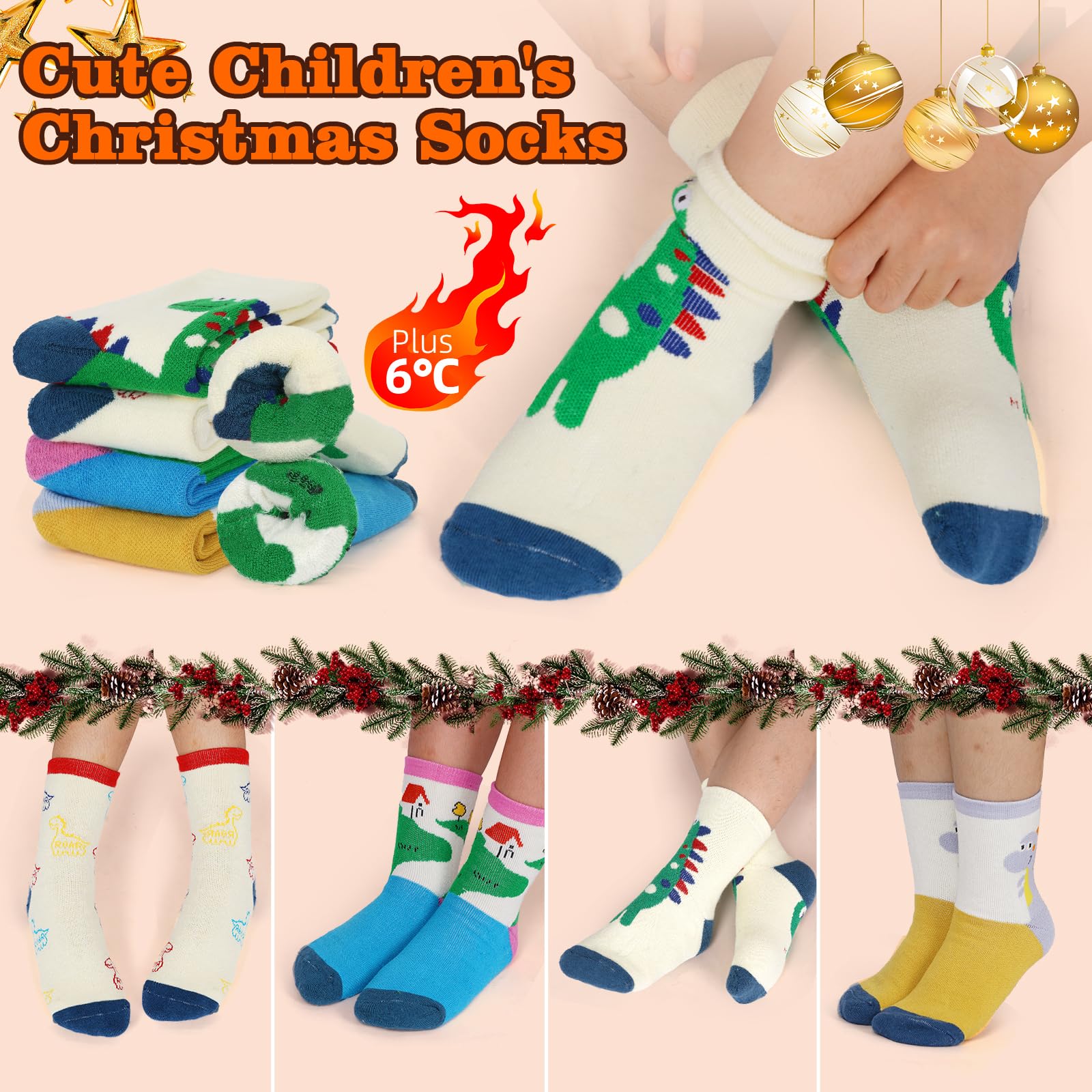 Wanchel kids dinosaur merino wool socks